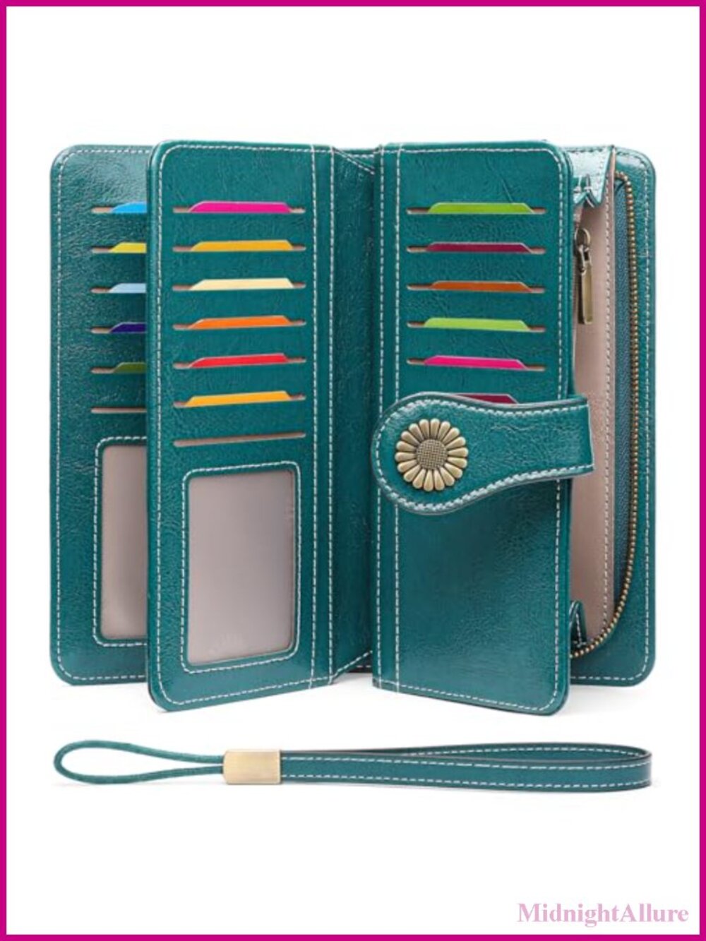 PU Leather Wristlet Wallet RFID Blocking 24 Card Slots Large Capacity